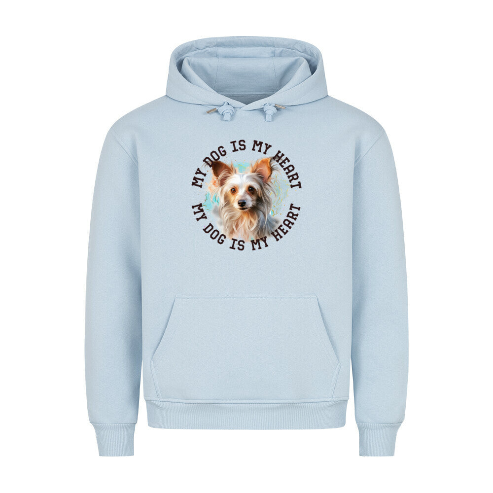 Premium Hoodie "Chinese Crested HEART" Babyblau – hunde-shirt.de