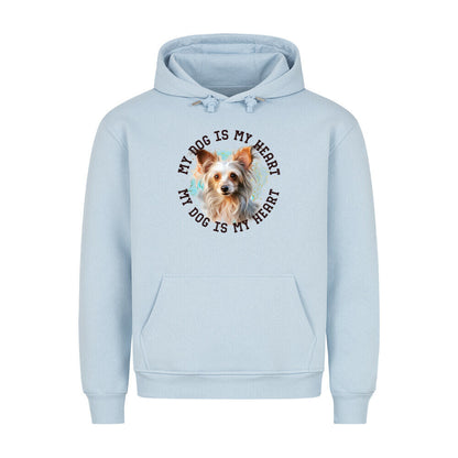 Premium Hoodie "Chinese Crested HEART" Babyblau – hunde-shirt.de