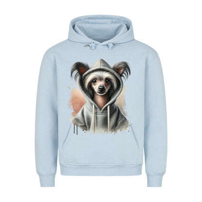 Premium Hoodie "Chinese Crested" BIG-Print Babyblau – hunde-shirt.de