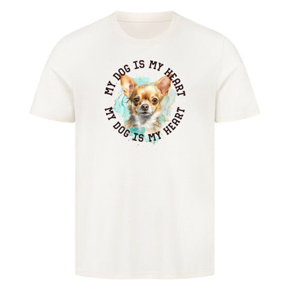 Premium T-Shirt "Chihuahua Kurzhaar braun HEART" Natural Raw – hunde-shirt.de