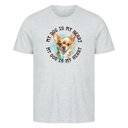 Premium T-Shirt "Chihuahua Kurzhaar braun HEART" Heather Grey – hunde-shirt.de