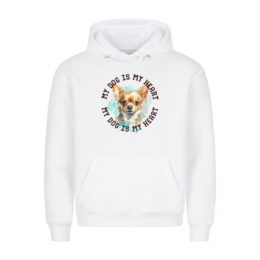Premium Hoodie "Chihuahua Kurzhaar braun HEART" Weiß – hunde-shirt.de