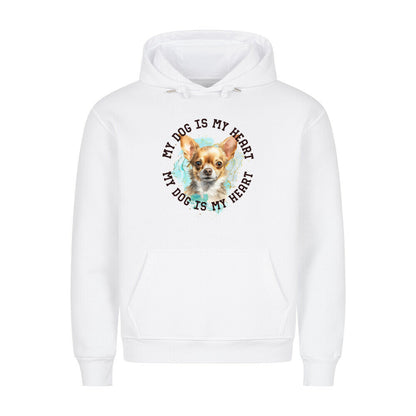 Premium Hoodie "Chihuahua Kurzhaar braun HEART" Weiß – hunde-shirt.de