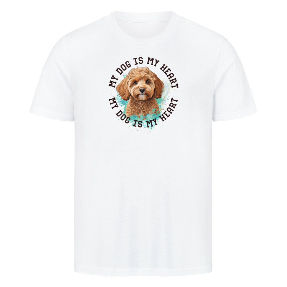 Premium T-Shirt "Cavapoo HEART" Weiß – hunde-shirt.de