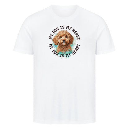Premium T-Shirt "Cavapoo HEART" Weiß – hunde-shirt.de