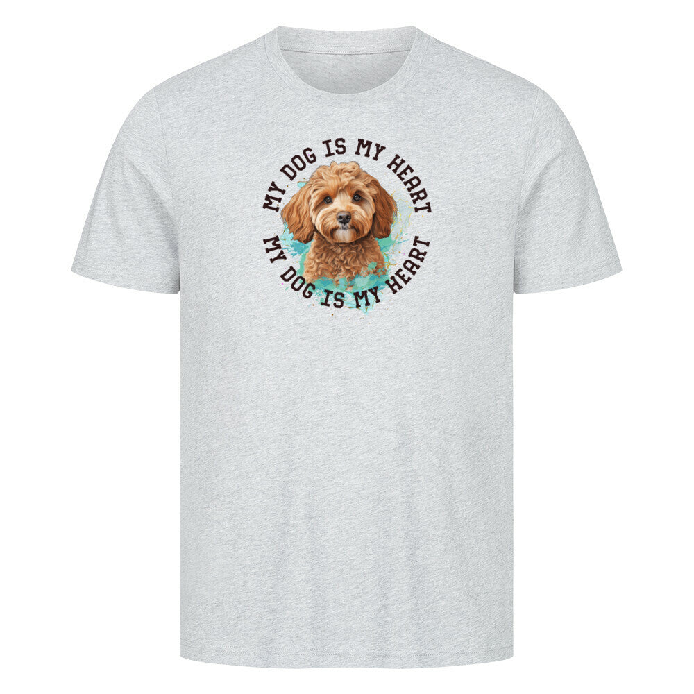 Premium T-Shirt "Cavapoo HEART" Heather Grey – hunde-shirt.de
