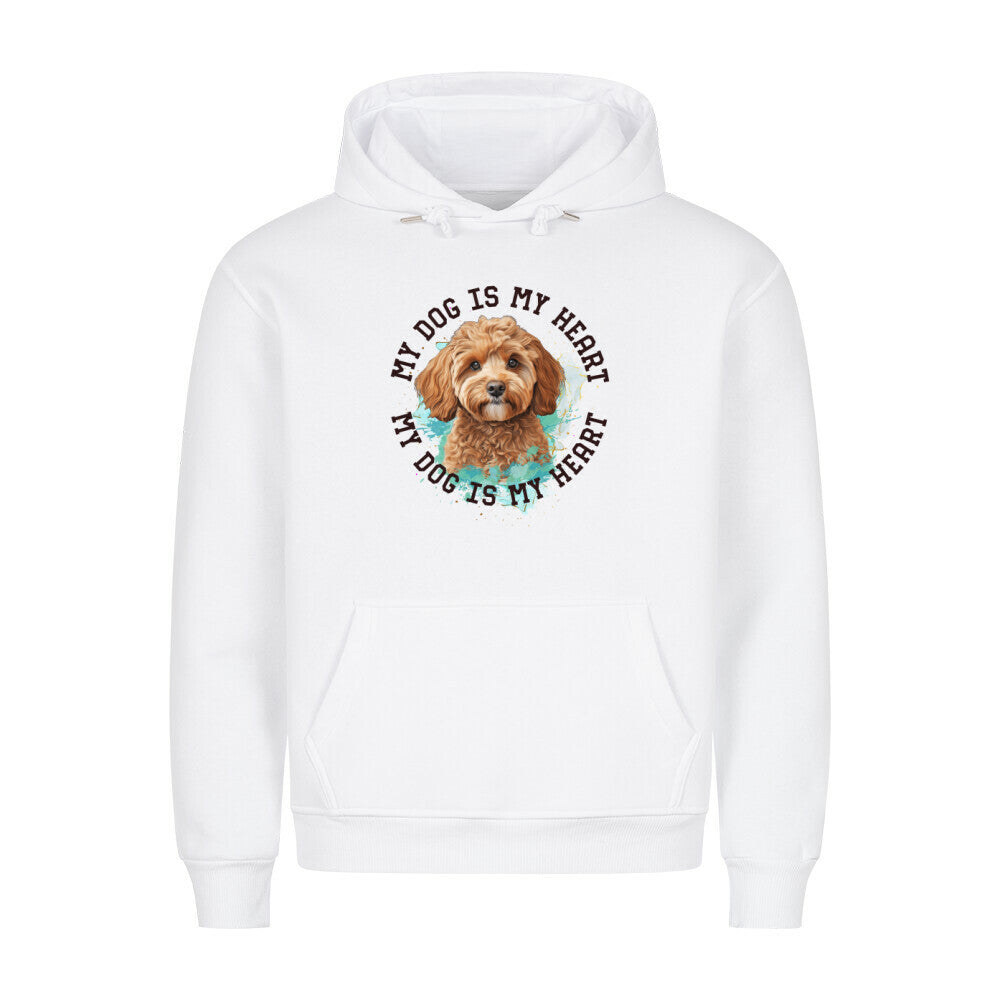 Premium Hoodie "Cavapoo HEART" Weiß – hunde-shirt.de