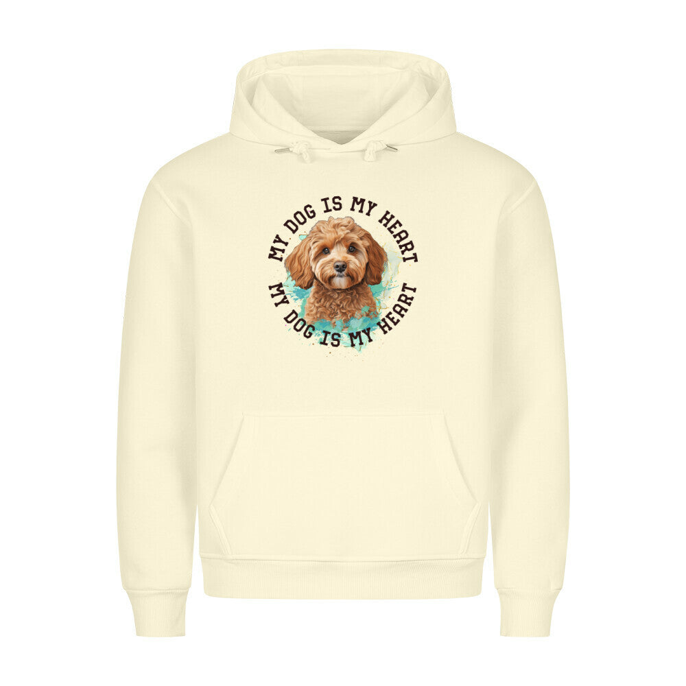 Premium Hoodie "Cavapoo HEART" Beige – hunde-shirt.de