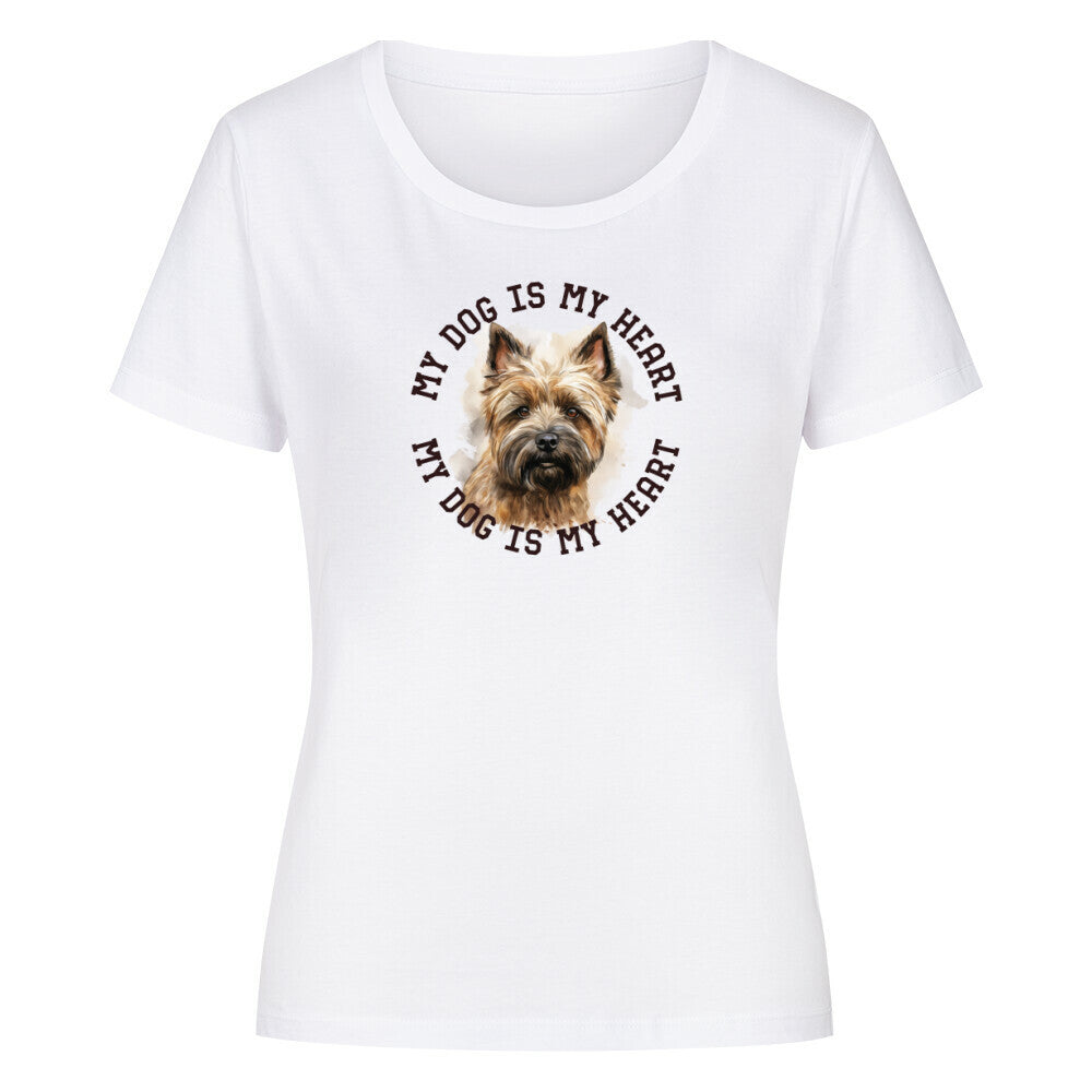 Premium Organic Damen-Shirt "Cairn Terrier HEART" Weiß – hunde-shirt.de