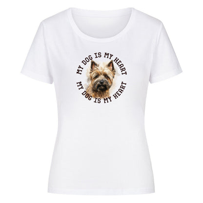 Premium Organic Damen-Shirt "Cairn Terrier HEART" Weiß – hunde-shirt.de