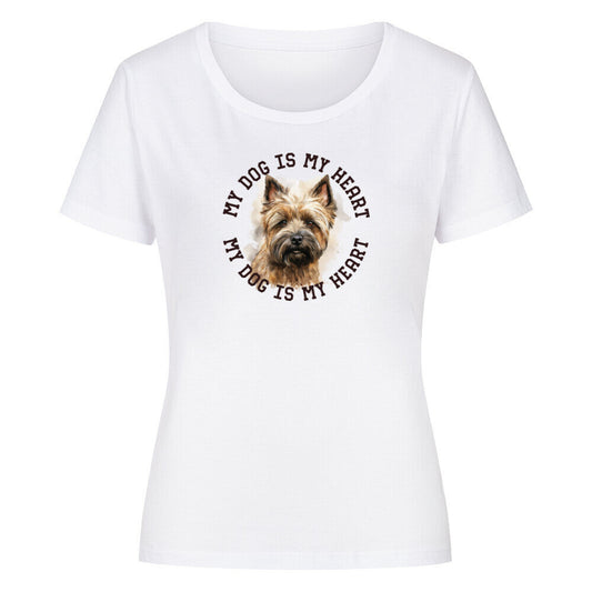 Premium Organic Damen-Shirt "Cairn Terrier HEART" Weiß – hunde-shirt.de