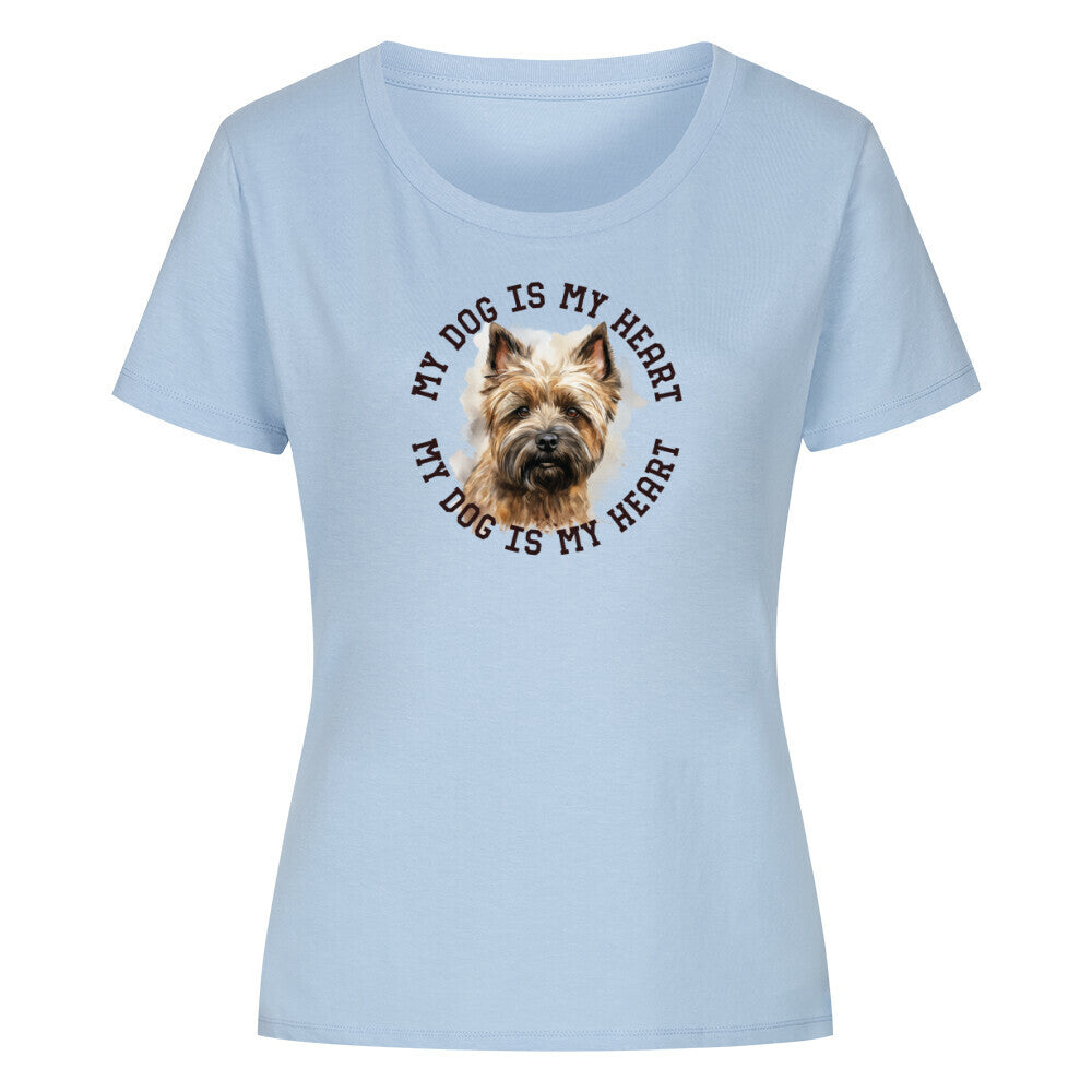 Premium Organic Damen-Shirt "Cairn Terrier HEART" Sky Blue – hunde-shirt.de