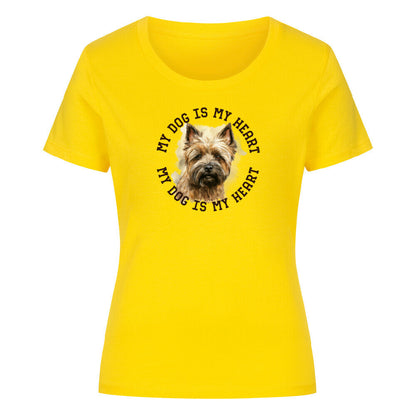 Premium Organic Damen-Shirt "Cairn Terrier HEART" Golden Yellow – hunde-shirt.de