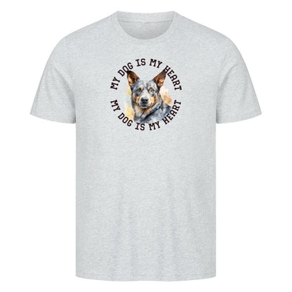 Premium T-Shirt "Australian Cattle Dog HEART" Heather Grey – hunde-shirt.de