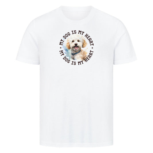 Premium T-Shirt "Bichon Frisé HEART" Weiß – hunde-shirt.de