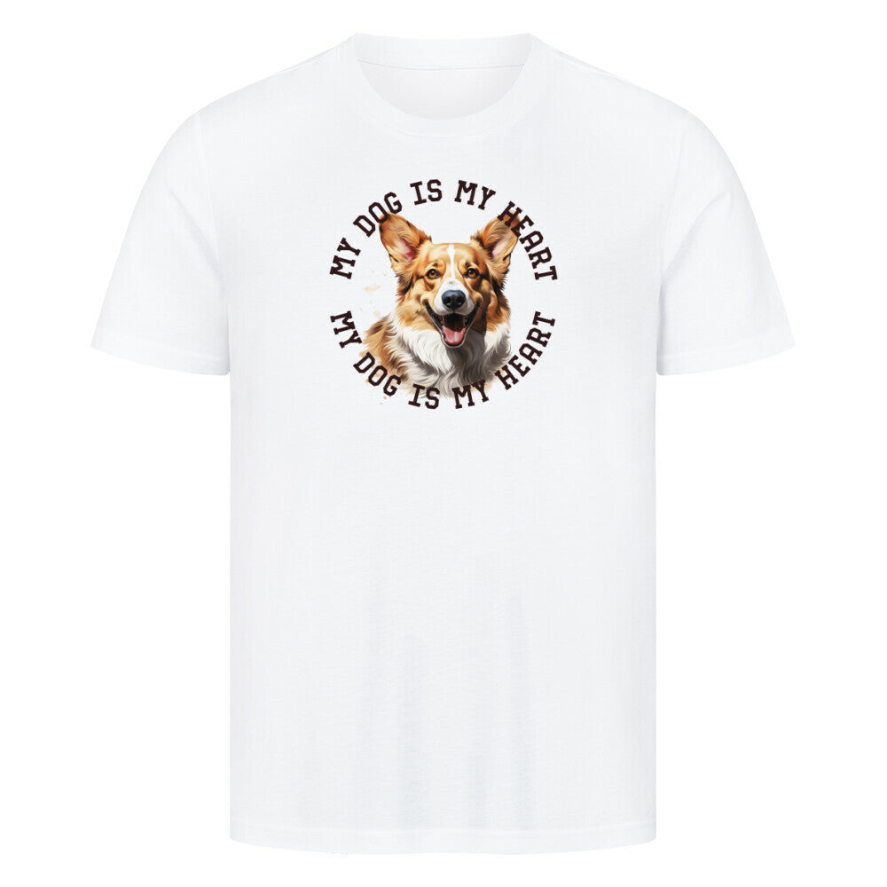 Premium T-Shirt "Pembroke Welsh Corgi HEART" Weiß – hunde-shirt.de