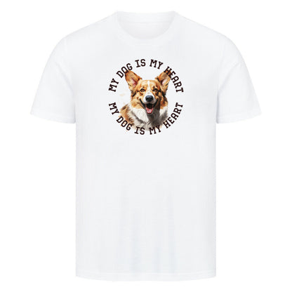 Premium T-Shirt "Pembroke Welsh Corgi HEART" Weiß – hunde-shirt.de