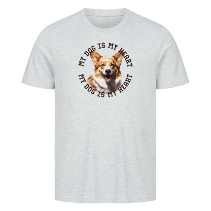 Premium T-Shirt "Pembroke Welsh Corgi HEART" Heather Grey – hunde-shirt.de