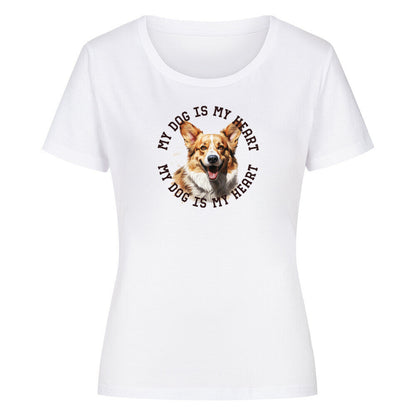 Premium Organic Damen-Shirt "Pembroke Welsh Corgi HEART" Weiß – hunde-shirt.de