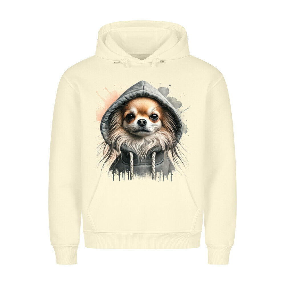 Premium Hoodie "Hooded Chihuahua Langhaar" Beige – hunde-shirt.de