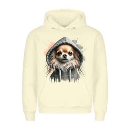 Premium Hoodie "Hooded Chihuahua Langhaar" Beige – hunde-shirt.de