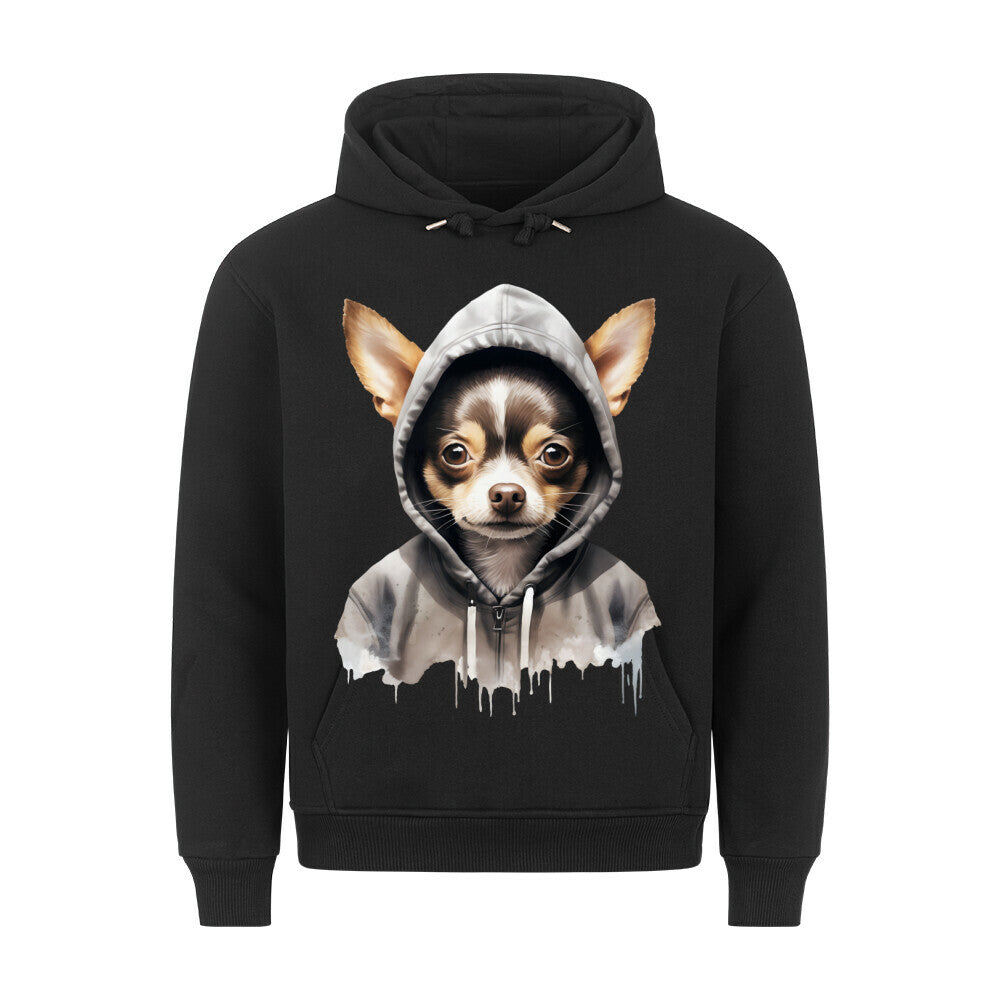 Premium Hoodie "Hooded Chihuahua Kurzhaar" Schwarz – hunde-shirt.de