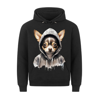 Premium Hoodie "Hooded Chihuahua Kurzhaar" Schwarz – hunde-shirt.de