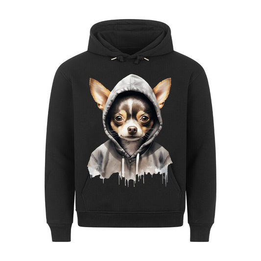 Premium Hoodie "Hooded Chihuahua Kurzhaar" Schwarz – hunde-shirt.de