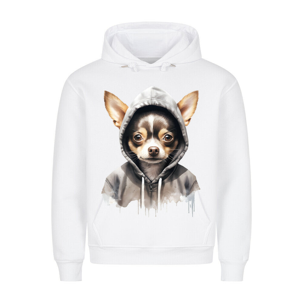 Premium Hoodie "Hooded Chihuahua Kurzhaar" Weiß – hunde-shirt.de