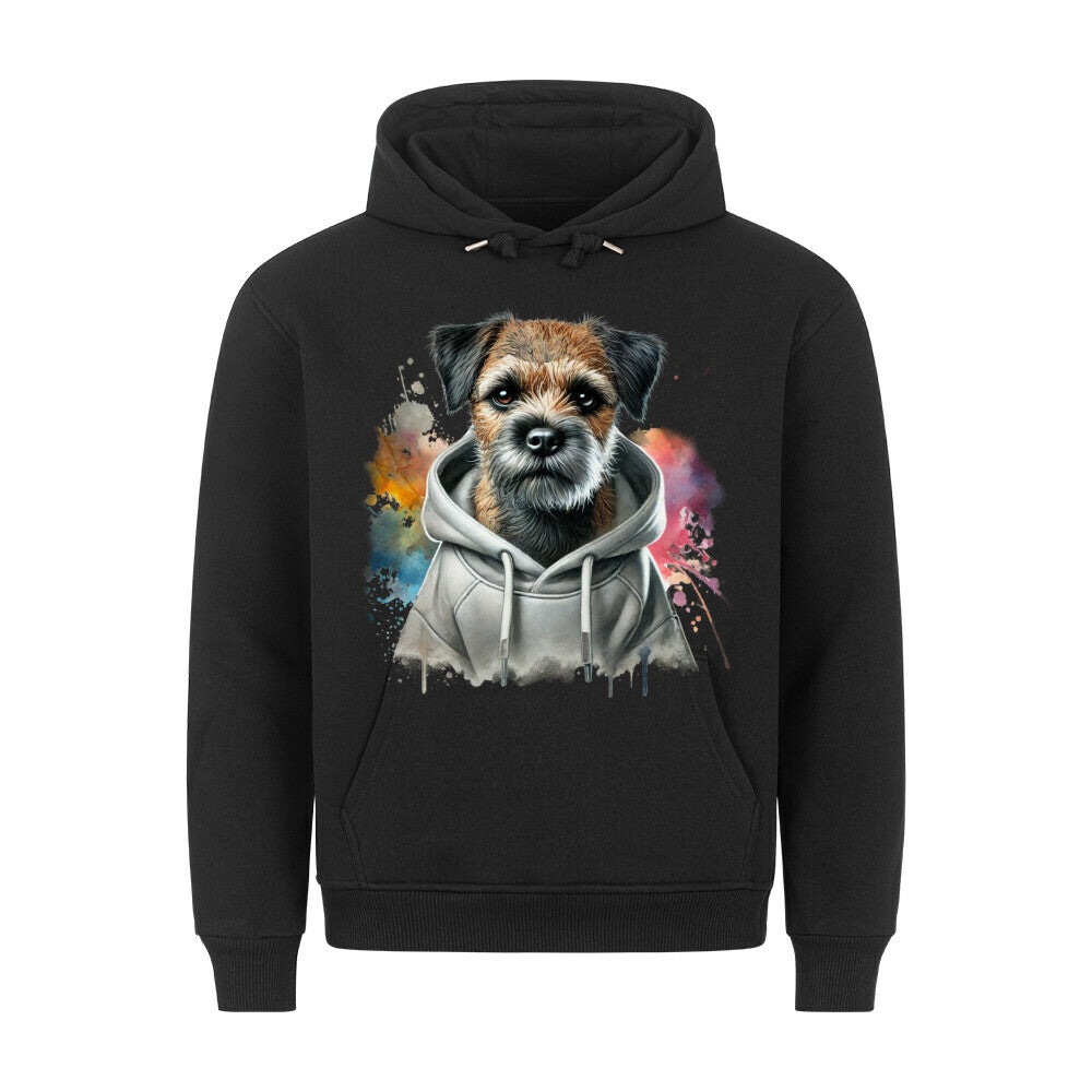 Premium Hoodie "Hooded Border Terrier" Schwarz – hunde-shirt.de