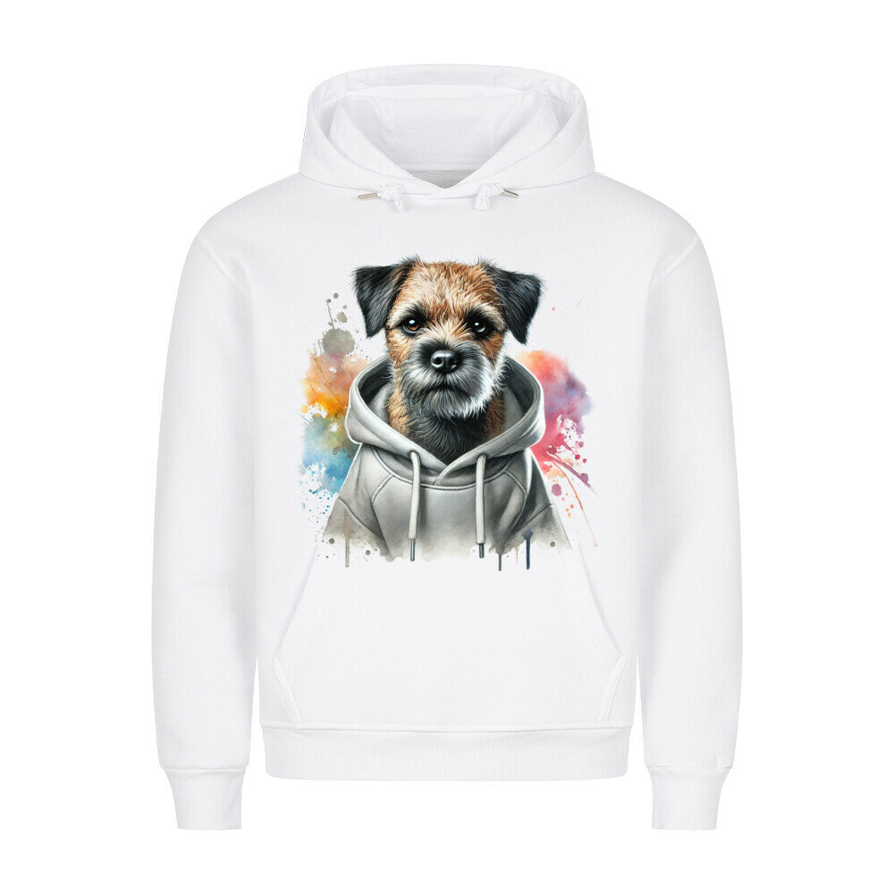 Premium Hoodie "Hooded Border Terrier" Weiß – hunde-shirt.de