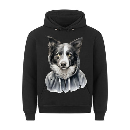 Premium Hoodie "Hooded Border Collie" Schwarz – hunde-shirt.de