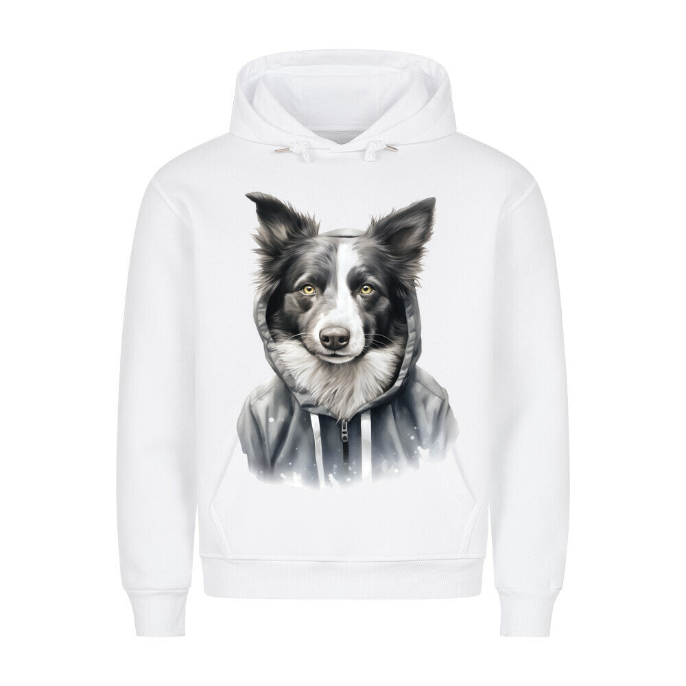 Premium Hoodie "Hooded Border Collie" Weiß – hunde-shirt.de
