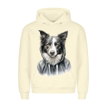 Premium Hoodie "Hooded Border Collie" Beige – hunde-shirt.de