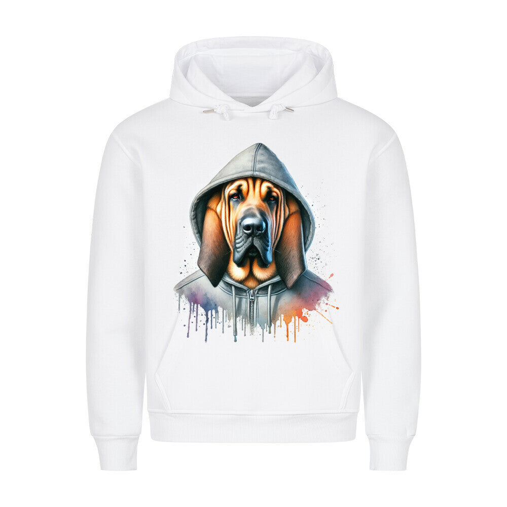 Premium Hoodie "Hooded Bloodhound" Weiß – hunde-shirt.de