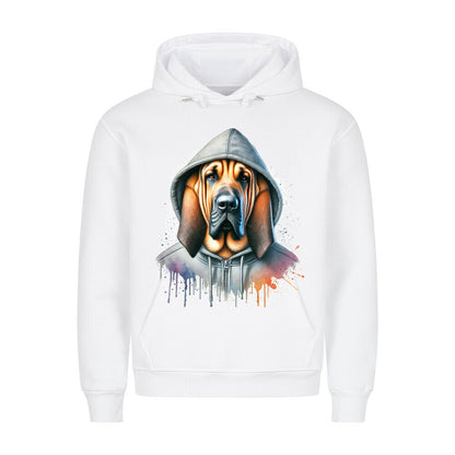 Premium Hoodie "Hooded Bloodhound" Weiß – hunde-shirt.de