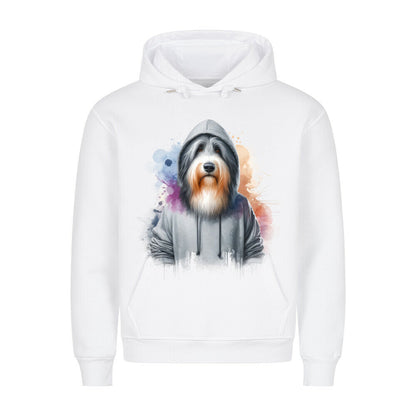 Premium Hoodie "Hooded Bearded Collie" Weiß – hunde-shirt.de