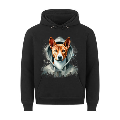 Premium Hoodie "Hooded Basenji" Schwarz – hunde-shirt.de