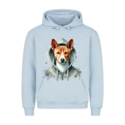 Premium Hoodie "Hooded Basenji" Babyblau – hunde-shirt.de