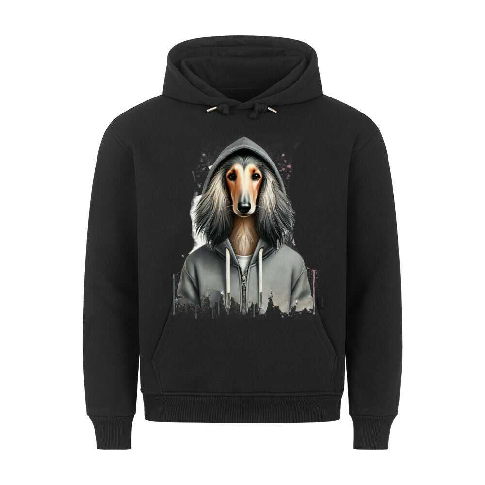 Premium Hoodie "Hooded Afghanischer Windhund" Schwarz – hunde-shirt.de