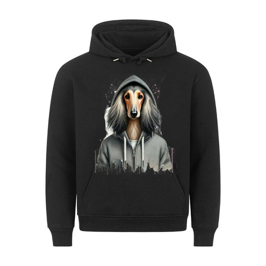Premium Hoodie "Hooded Afghanischer Windhund" Schwarz – hunde-shirt.de