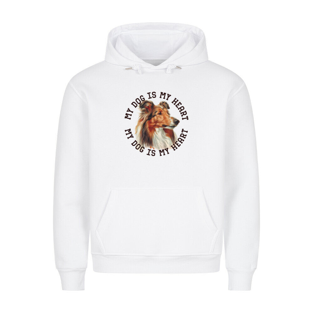 Premium Hoodie "Collie HEART" Weiß – hunde-shirt.de