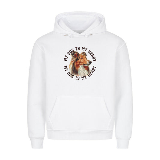 Premium Hoodie "Collie HEART" Weiß – hunde-shirt.de
