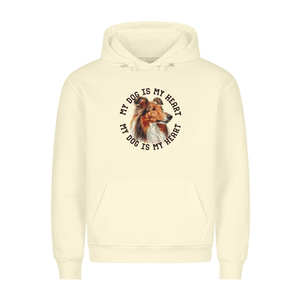 Premium Hoodie "Collie HEART" Beige – hunde-shirt.de
