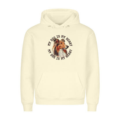 Premium Hoodie "Collie HEART" Beige – hunde-shirt.de