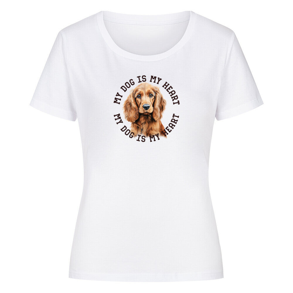 Premium Organic Damen-Shirt "English Cocker Spaniel HEART" Weiß – hunde-shirt.de