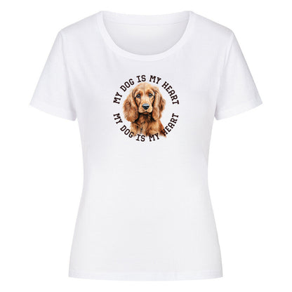 Premium Organic Damen-Shirt "English Cocker Spaniel HEART" Weiß – hunde-shirt.de