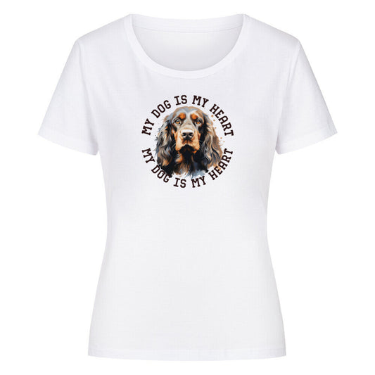 Premium Organic Damen-Shirt "Cocker Spaniel HEART" Weiß – hunde-shirt.de