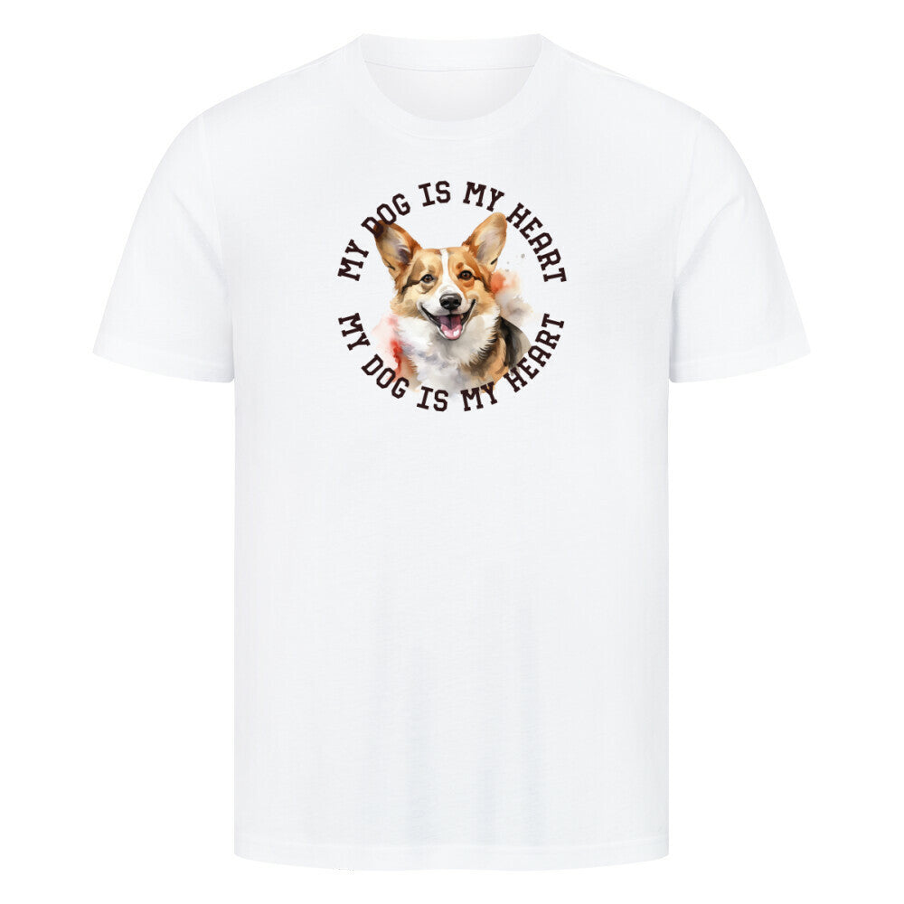Premium T-Shirt "Welsh Corgi Cardigan HEART" Weiß – hunde-shirt.de