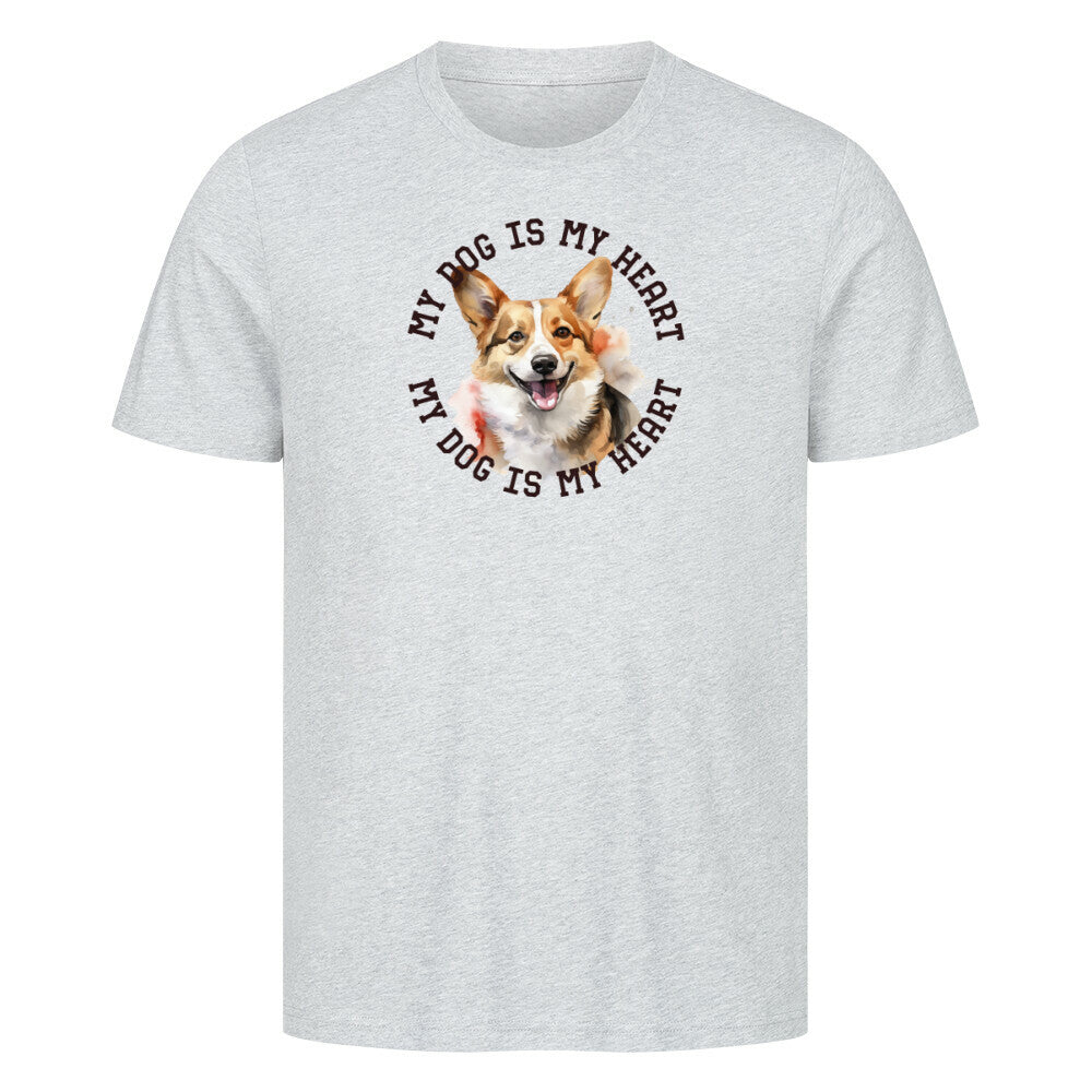 Premium T-Shirt "Welsh Corgi Cardigan HEART" Heather Grey – hunde-shirt.de